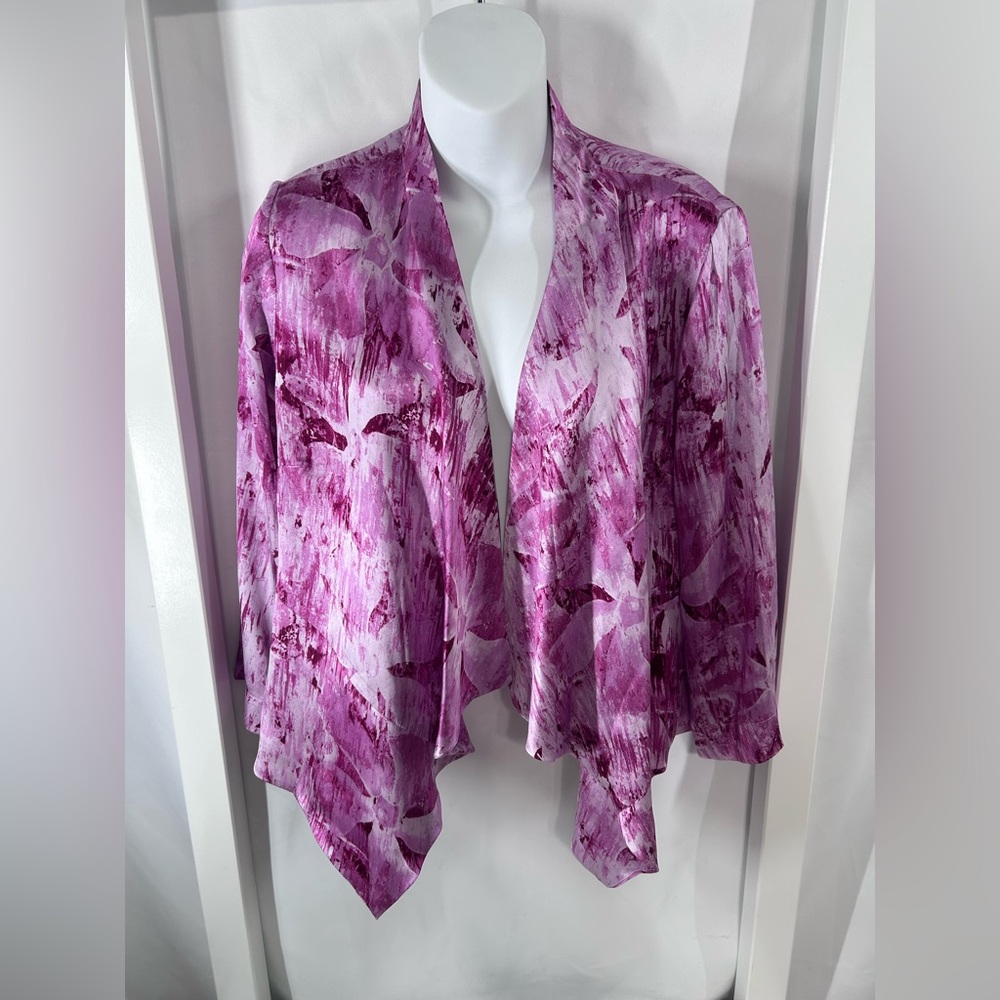 WinterSilks pink print 100% silk top No close woman size small elegant glamour